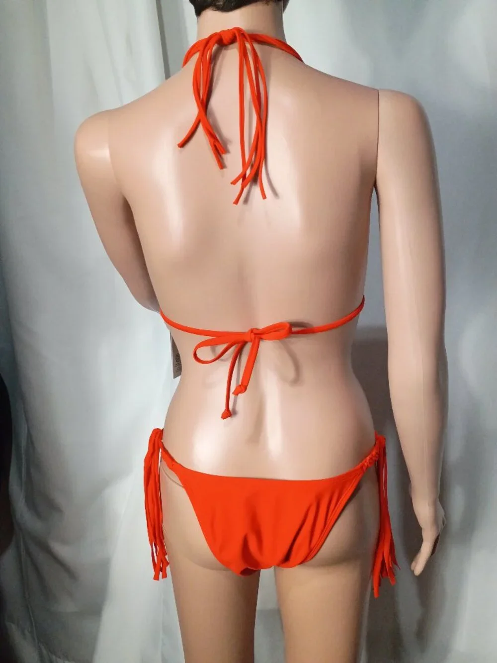 No boundaries boho orange soleil red bikini with macrame sides size XXS (00)